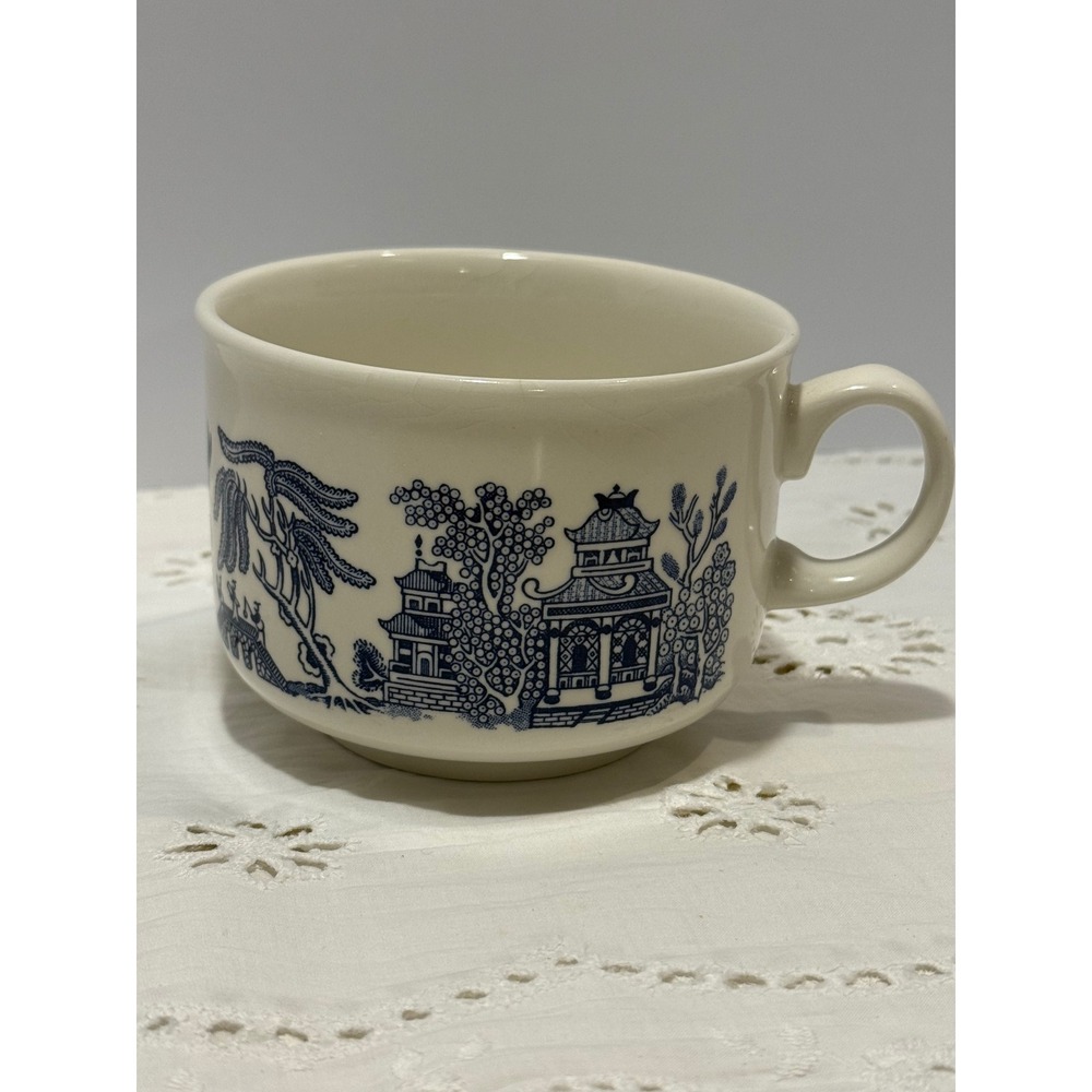 Blue Willow Jumbo Soup Mug Oversized Ceramic Coffee Cup Chinoiserie Blue White